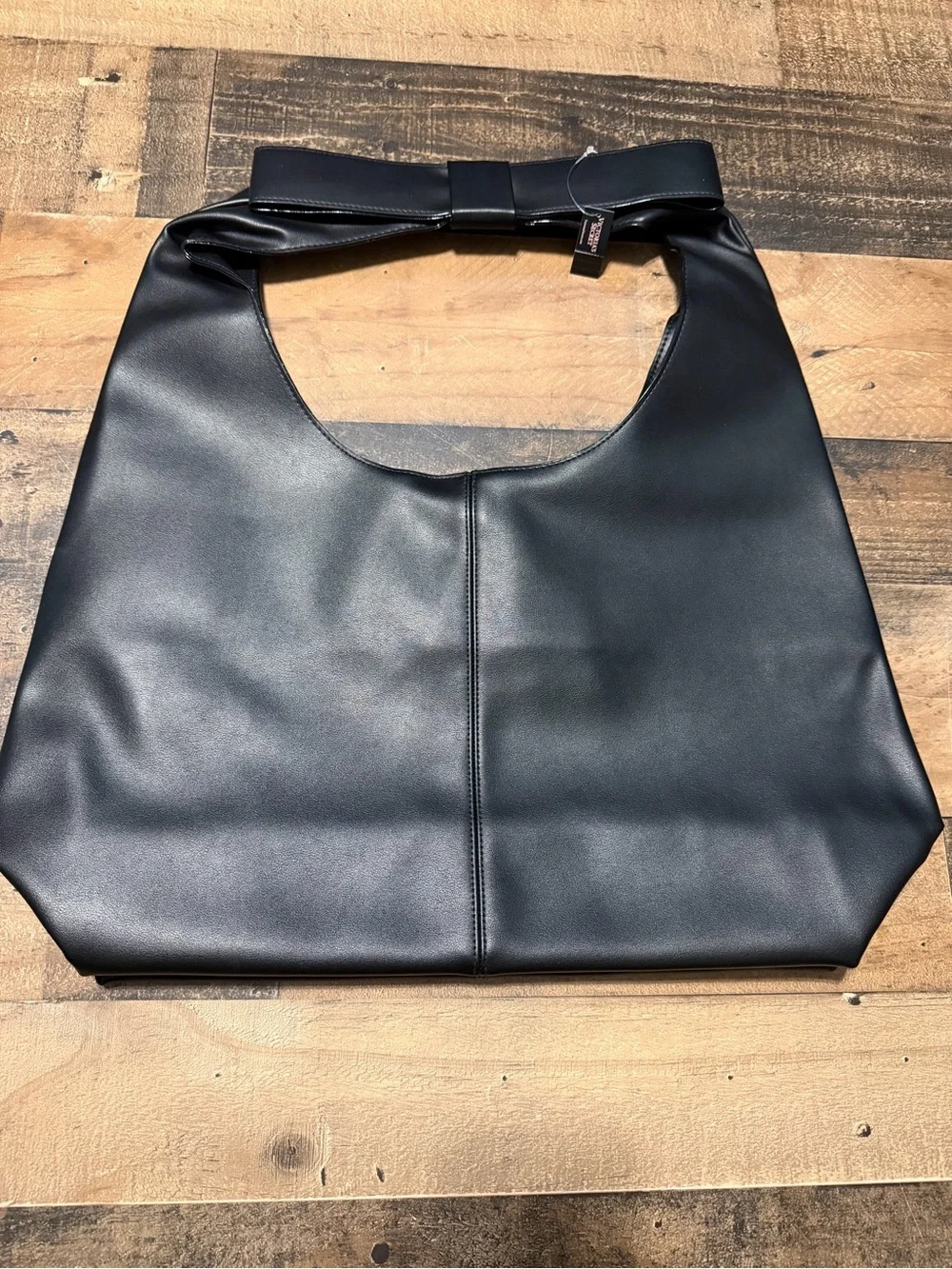 Victoria’s Secret Bow Tote Black Faux Leather Hobo Shoulder Bag